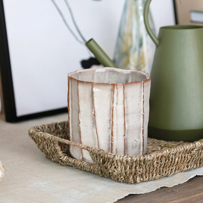 Stoneware Pleated Planter