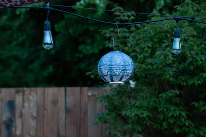 Stella Globe 8" Solar Lantern - Metallic Blue