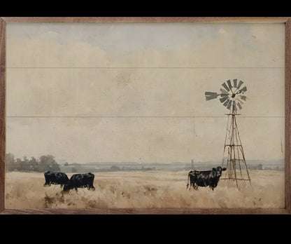 Black Cattle W/Windmill 8”x5”