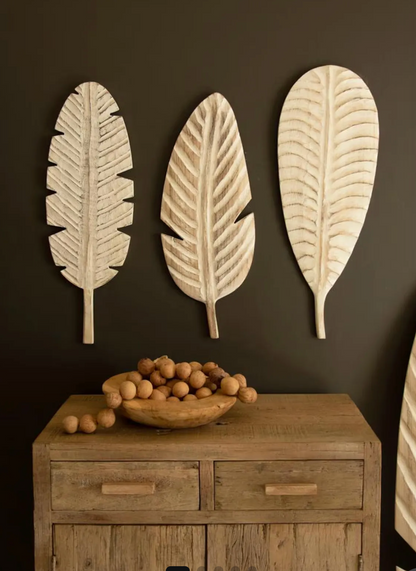 Hand-Carved Paulownia Wood Leaves