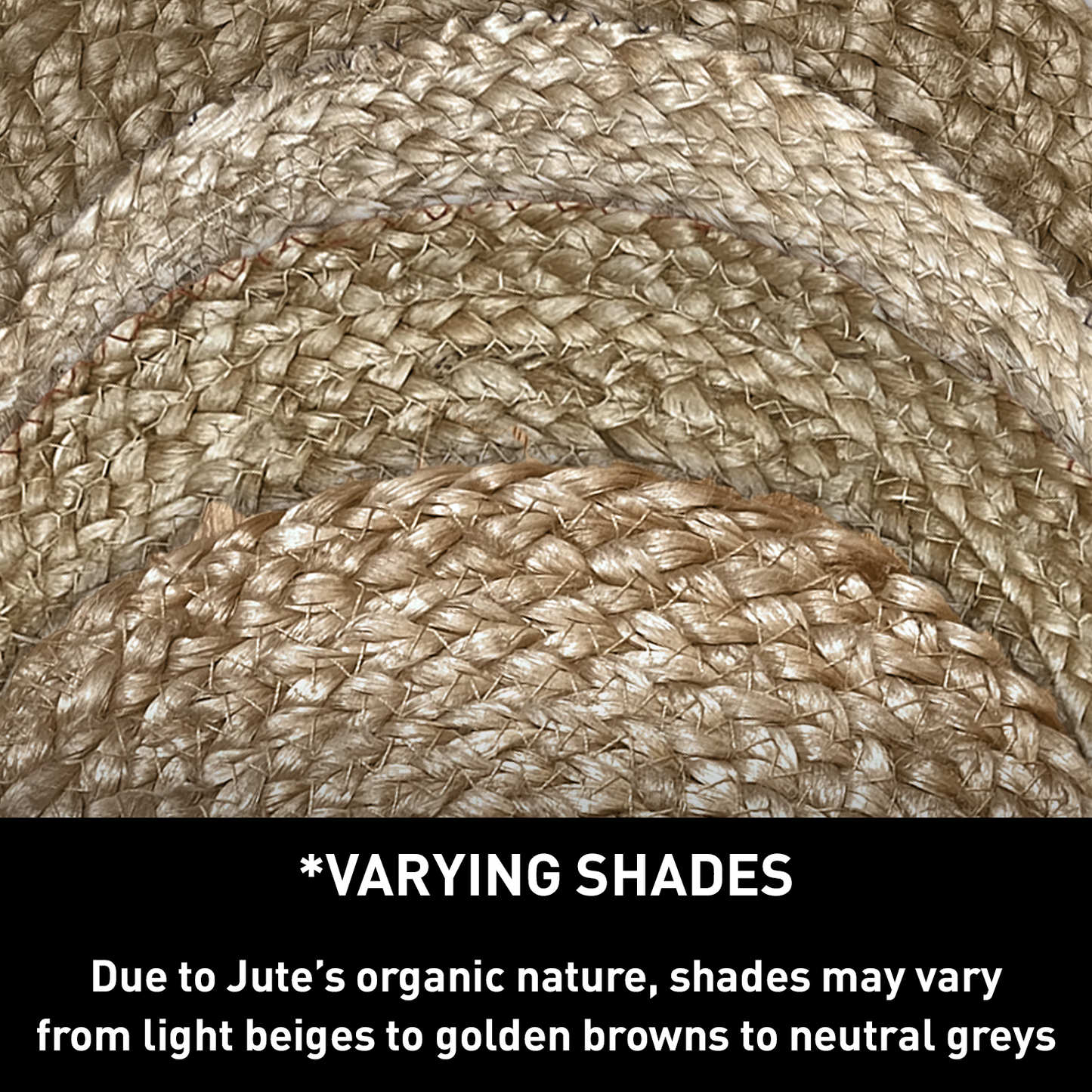 OVAL BRAIDED TABLE RUNNER, NATURAL JUTE, 13'' x 36''.