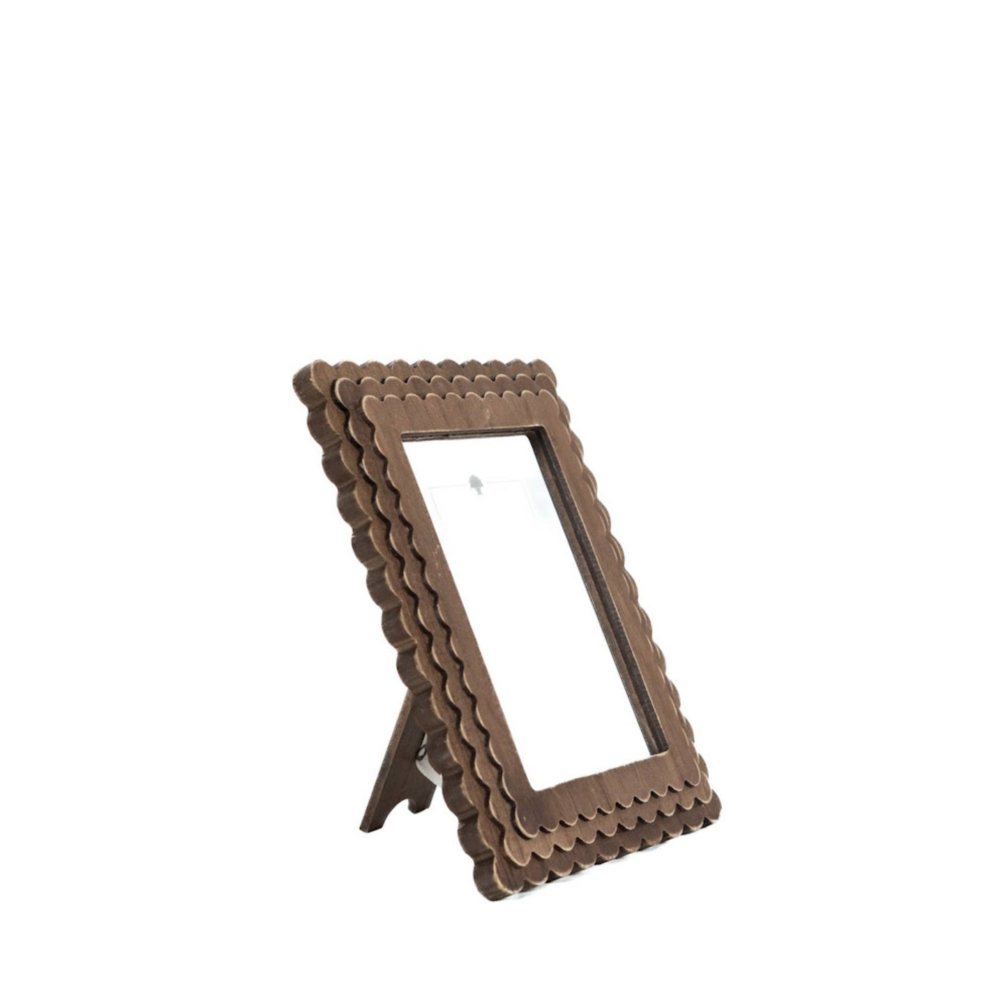 Wood scallop photo frame for 5x7 pic, espresso - 17030