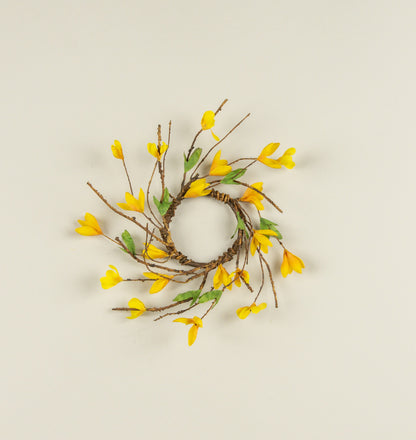 8” Yellow Forsythia Candle Ring