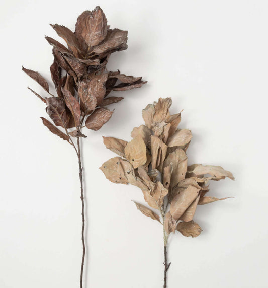 Faux Dried Hydrangea Leaf Stem