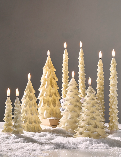 9.5” Glittered Gold Tree Candle