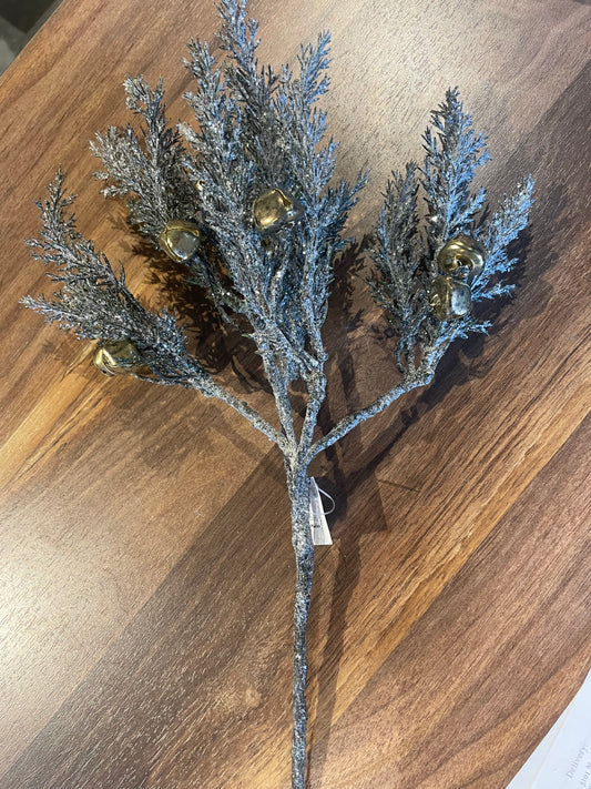 Charcoal Pine Pick w/Gold Bells