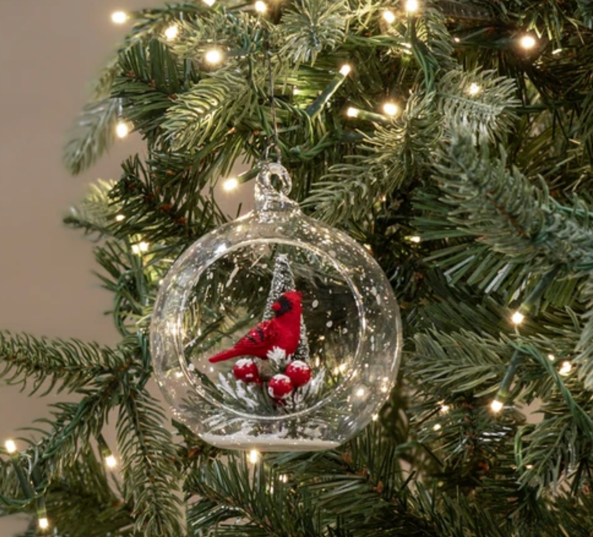 Cardinal In Open Globe Ornament