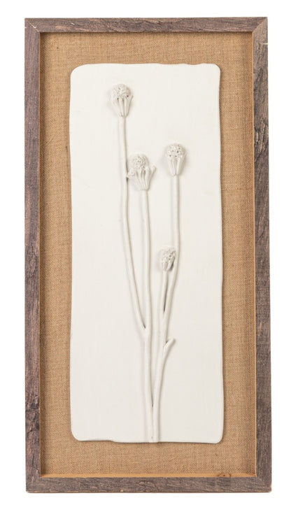 Wood Framed Wall Decor w/Plaster Cast Botanical & Jute Mat