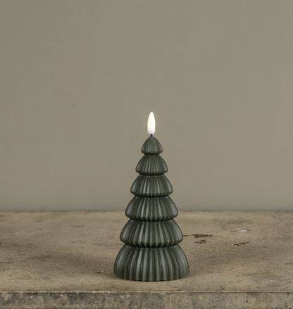 6” Noble Dark Green Tree 3D Flame Candle