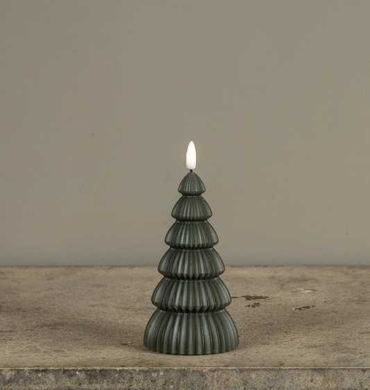 6” Noble Dark Green Tree 3D Flame Candle