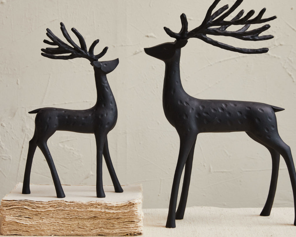 12-1/4” Resin Abstract Black Reindeer