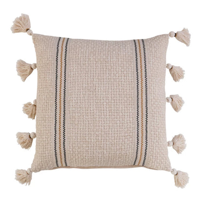 Woven Pillow w/Embroidery & Tassels