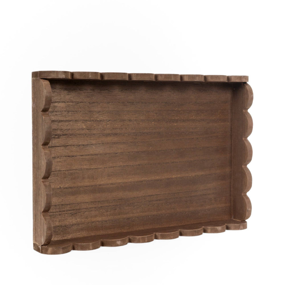 Wood scallop tray home decor, 13x9x2, espresso - 17008