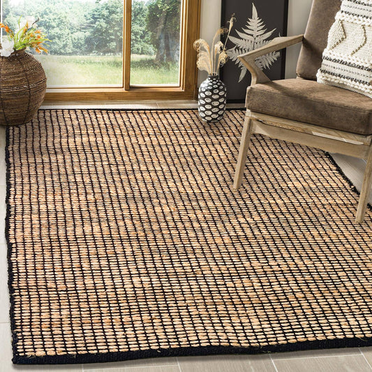 Monterey Jute/Cotton Rug-Natural Jute/Black-3'x5'