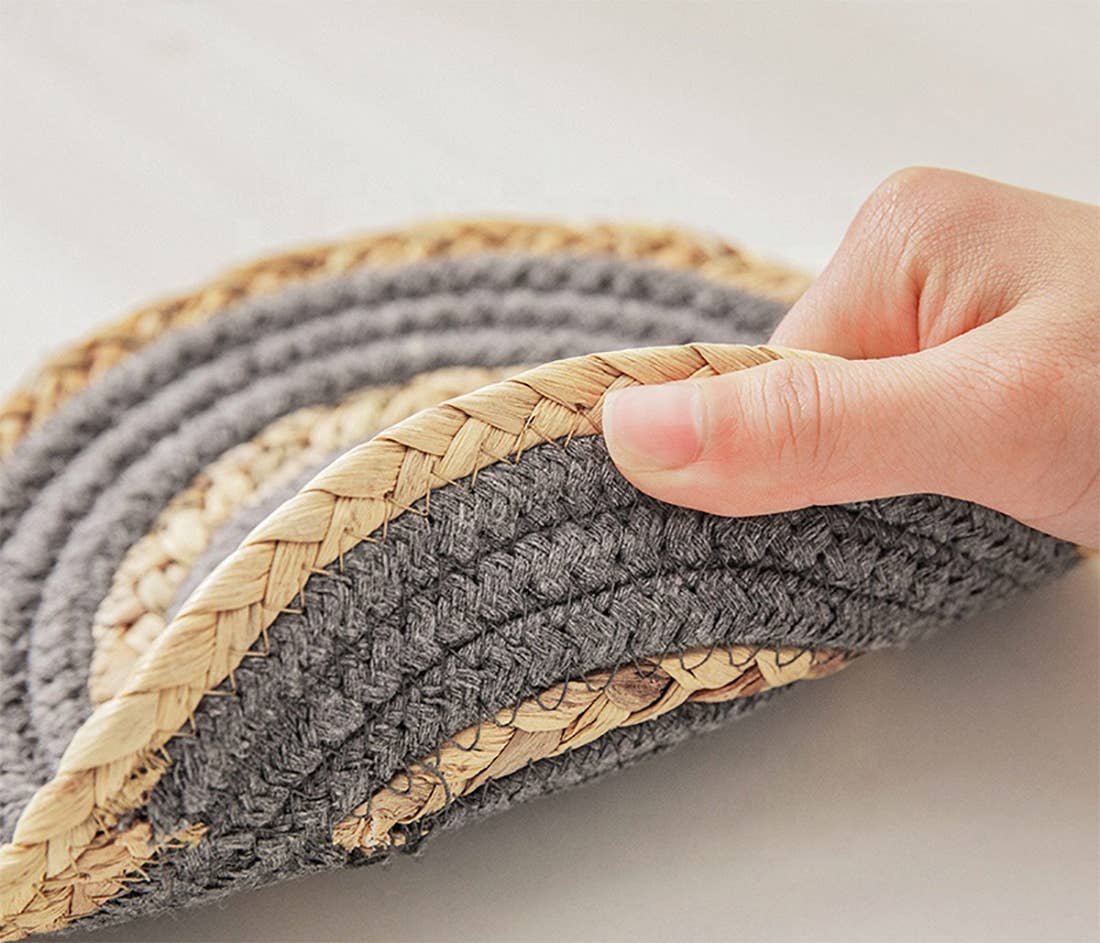 Hand-Woven Heat Resistant Rattan Cotton Rope Placemat