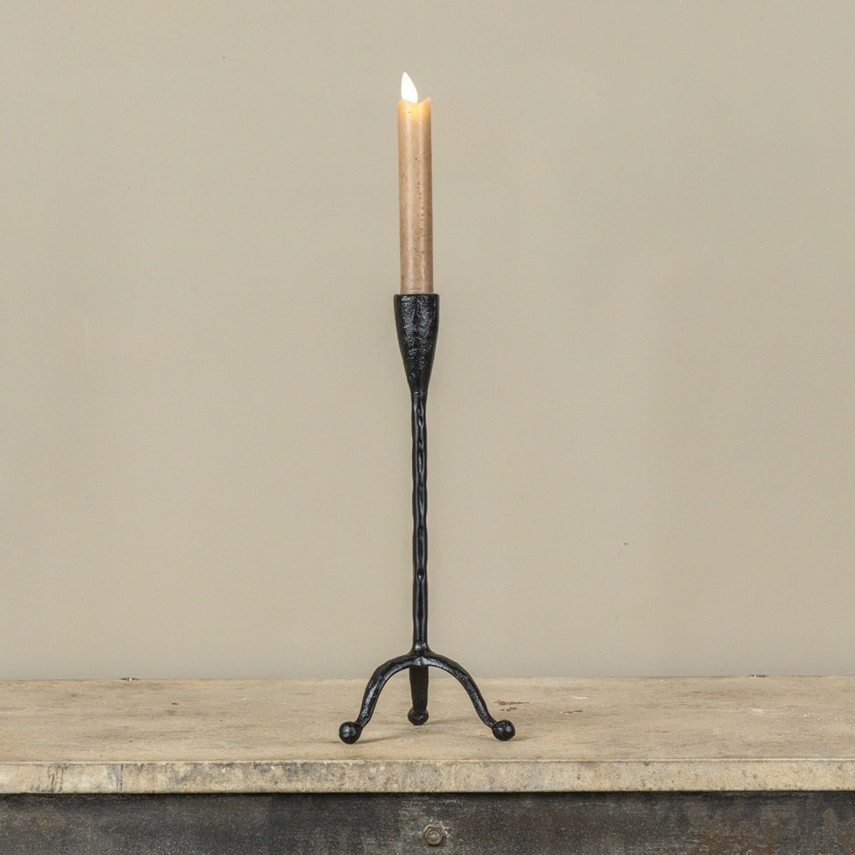 11.75" FORGED METAL TAPER CANDLE HOLDER