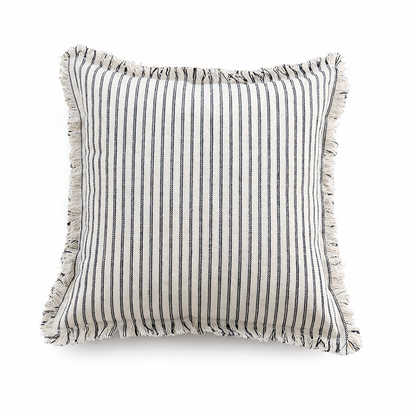 Coastal Striped Cotton Blend Throw Pillow