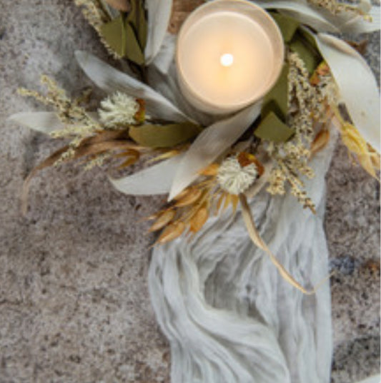 12” Cream Heather & Wheat Candle Ring