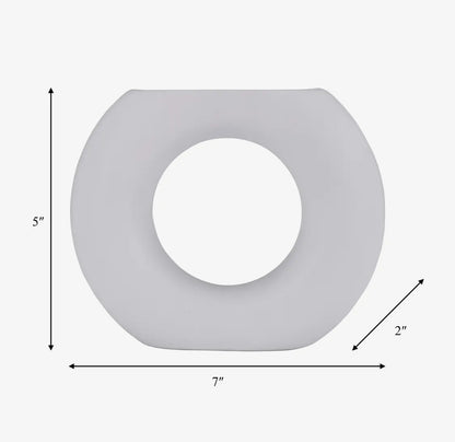 5” White Ceramic Round Cut-Out Vase