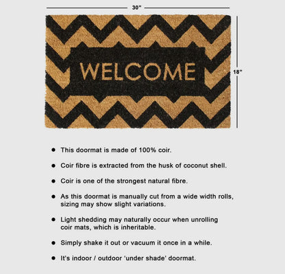 Black Herringbone Welcome Doormat