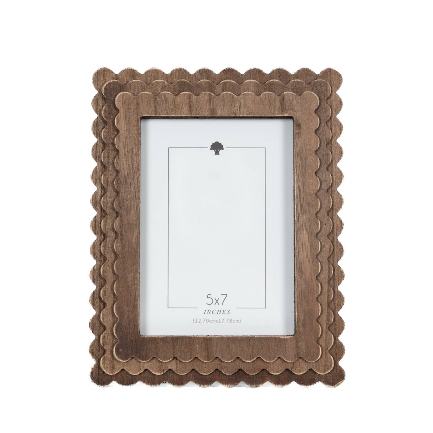 Wood scallop photo frame for 5x7 pic, espresso - 17030
