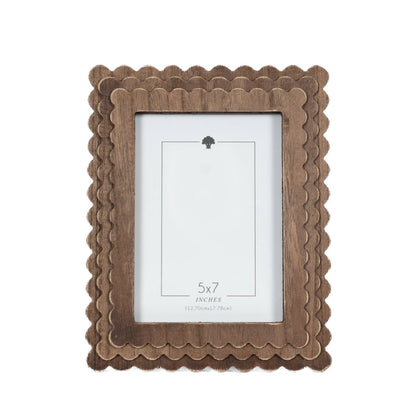 Wood scallop photo frame for 5x7 pic, espresso - 17030
