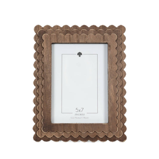 Wood scallop photo frame for 5x7 pic, espresso - 17030