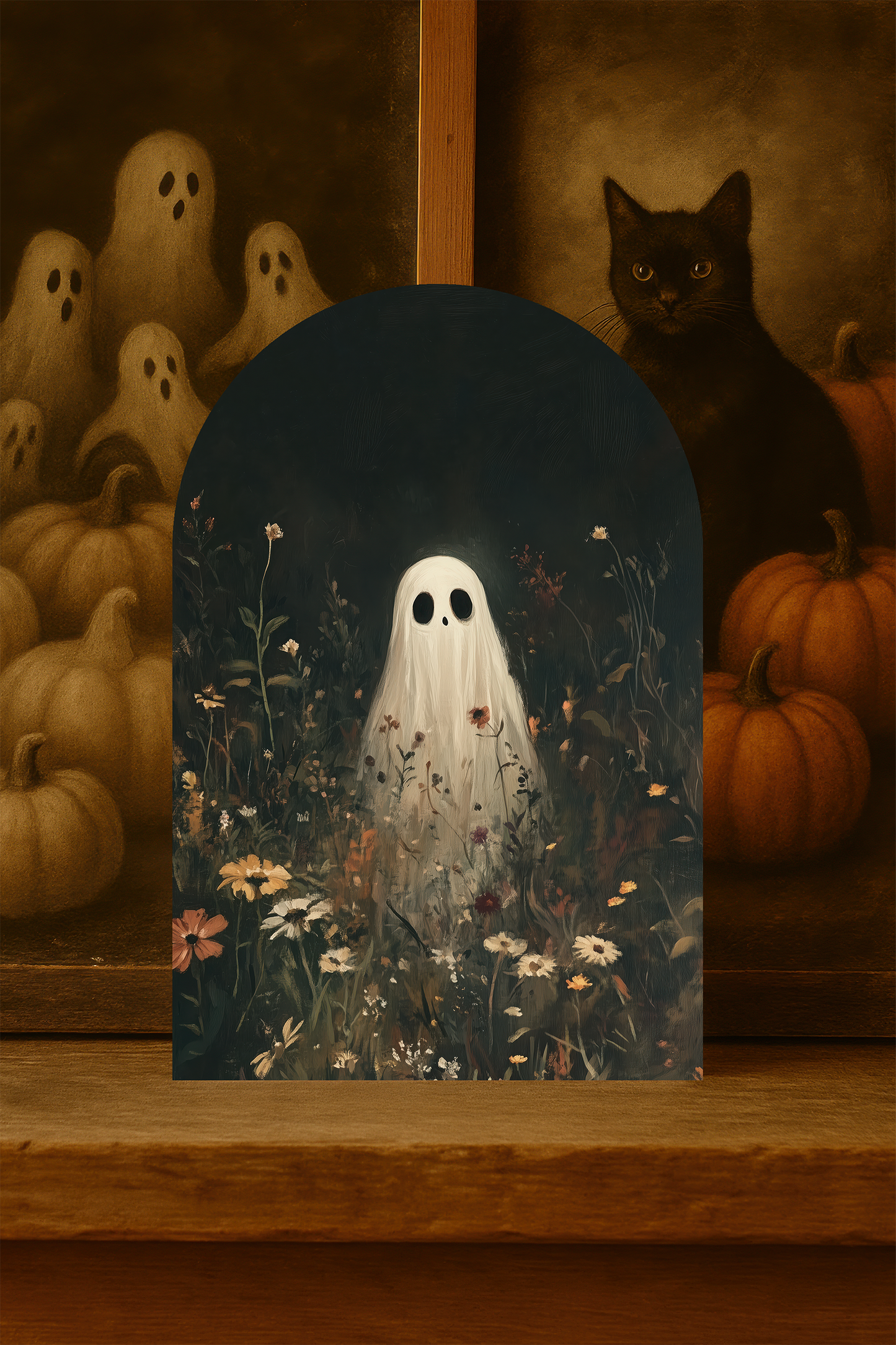 Ghost in the Meadow Arch Sign – Whimsical Halloween Decor