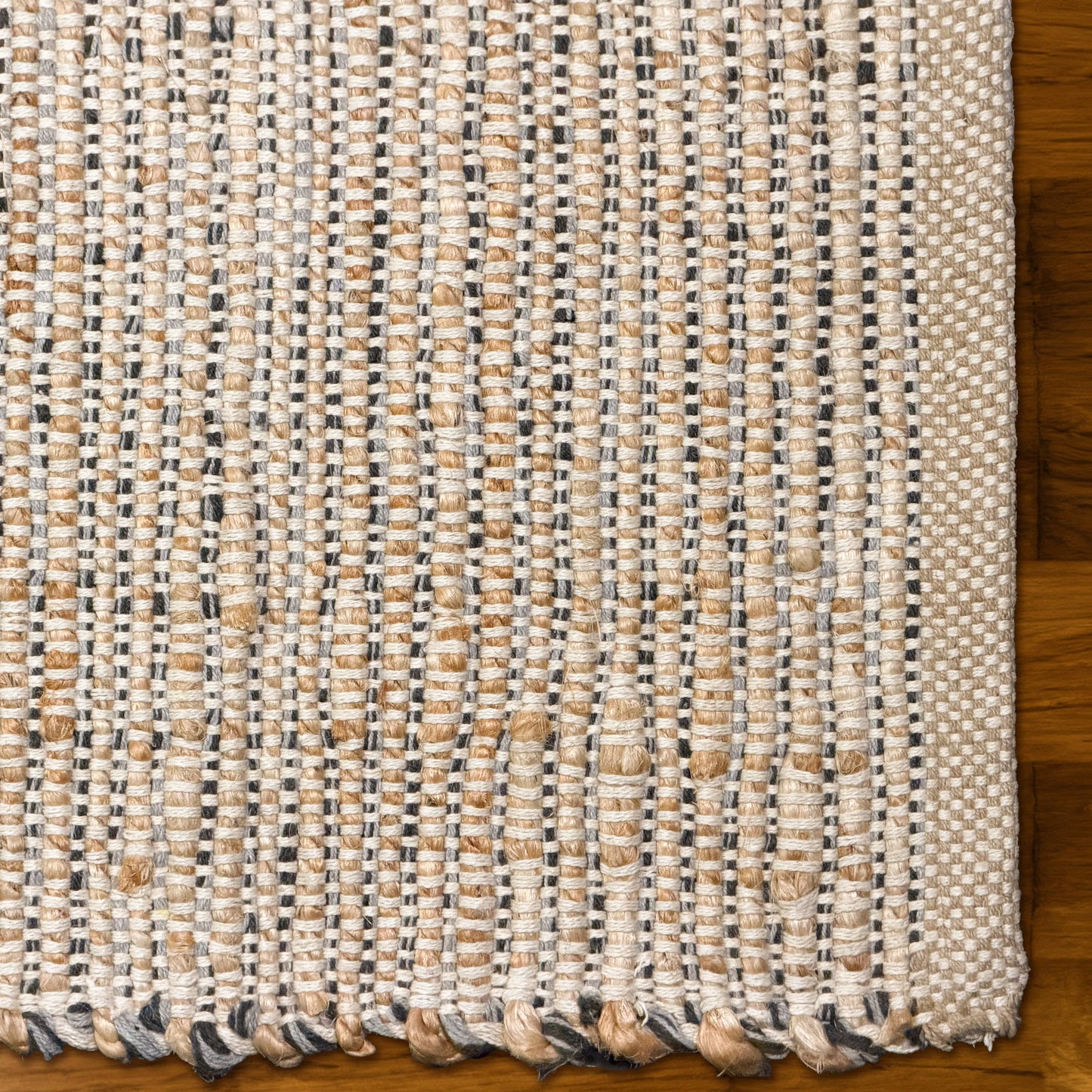 Jute Chindi Rug-Natural Jute-Greys, 5'x7'.