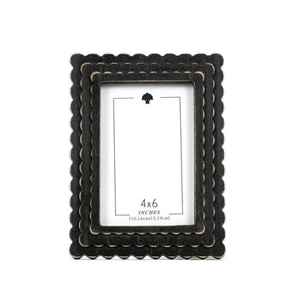 Wood Scallop photo frame for 4x6 pic, black - 17021