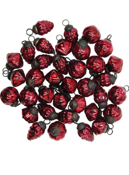 1” Red Mercury Glass Ornaments
