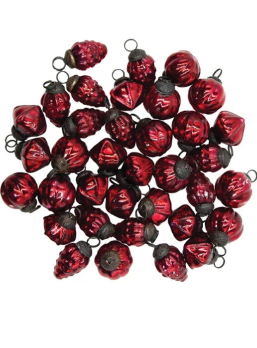 1” Red Mercury Glass Ornaments