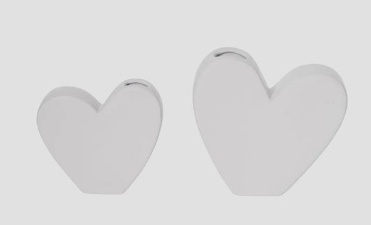 White Matte Heart Vase-Lg