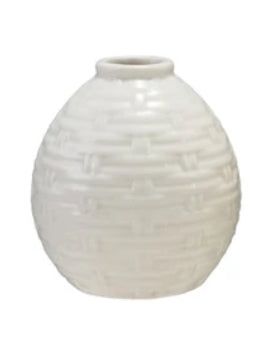 3” Embossed Stoneware Bast Weave Vase