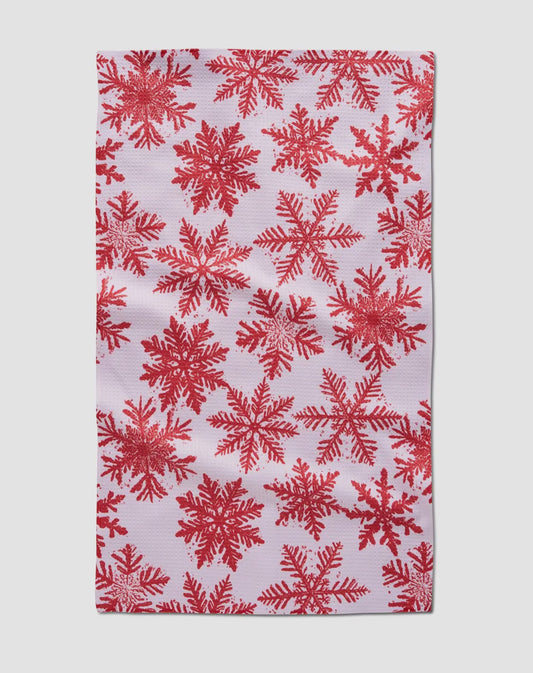 Snowy Days Red Tea Towel