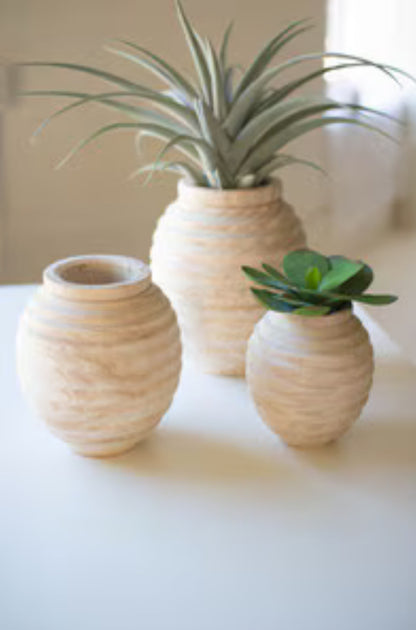 10.5” Natural Wood Gourd Pot