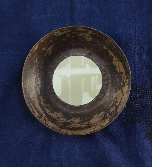 Rustic Metal Bowl Mirror