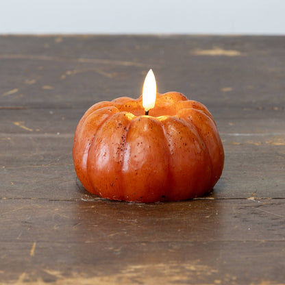 3" ORANGE 3D FLAME SHORT PUMPKIN CANDLE