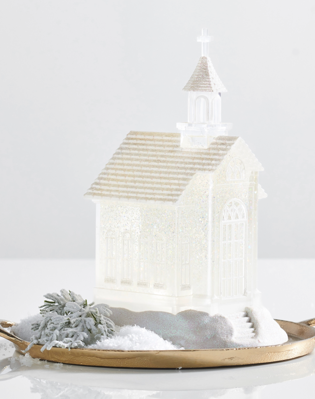 10.5” Lighted Swirling Glitter Water Church