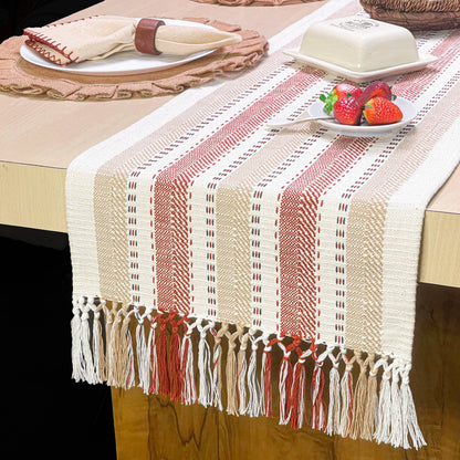 SANTA FE TABLE RUNNER, BEIGE-RUST, 14''x72''