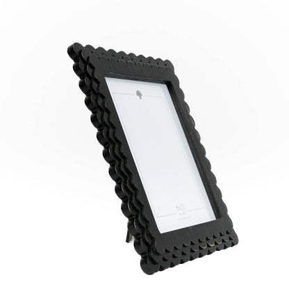 Wood scallop photo frame for 8x10 pic, black  - 17059