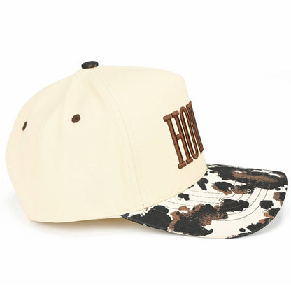 C.C HOWDY Embroidered Letter with Cow Print Trucker Hat