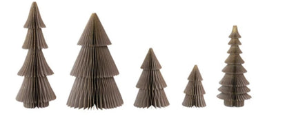 Paper Folding Honeycomb Trees-Set/5 Grey