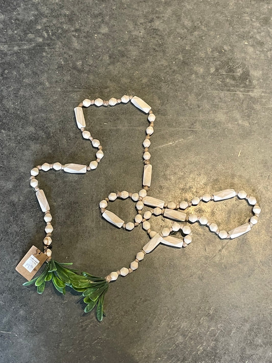 72” Paulownia Wood Brad garland w/ Faux Greenery & Tassel