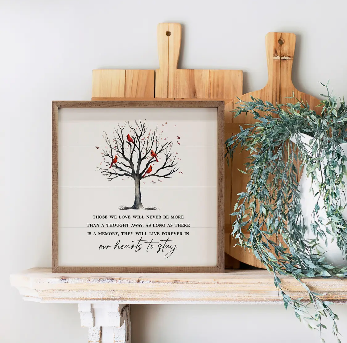 4” x 4” Our Hearts To Stay Cardinal Tree Print