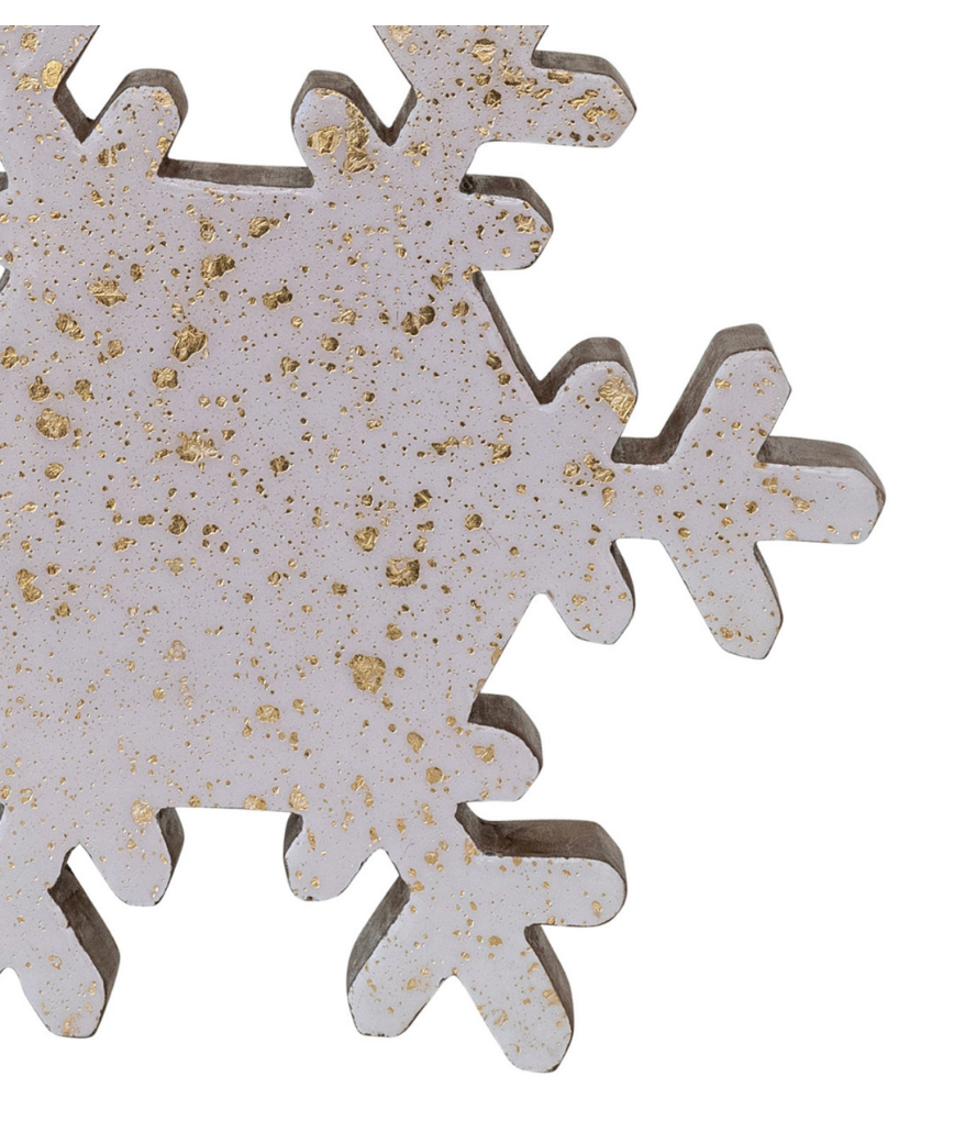 Handmade Enameled Mango Wood Snowflake w/Gold Splatter
