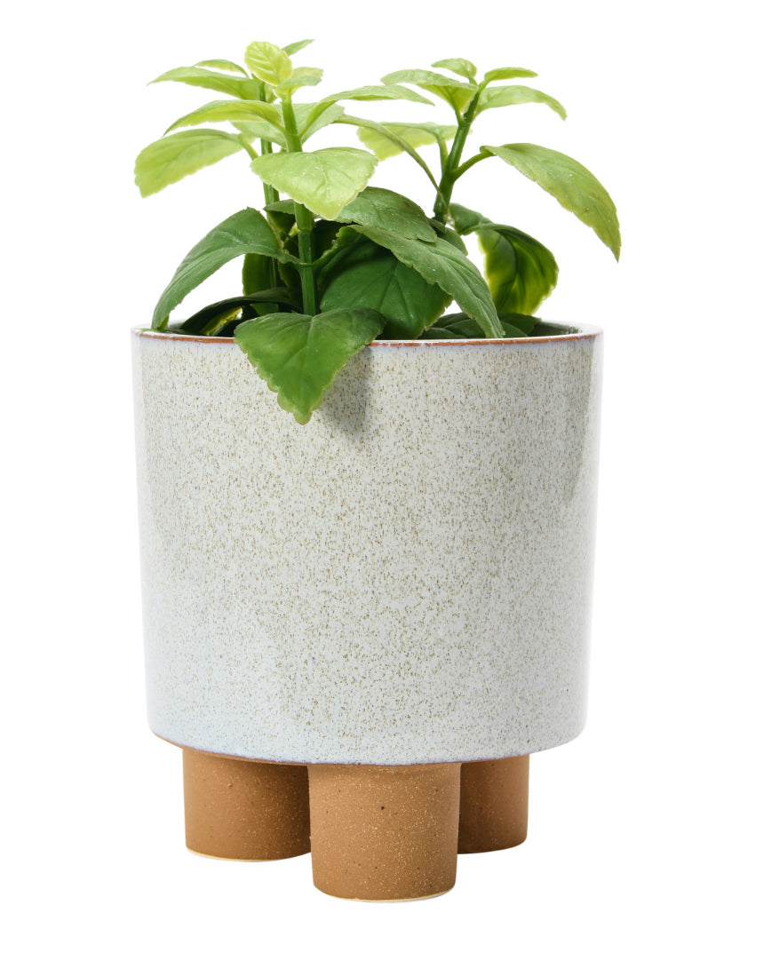 Stoneware Footed Planter w/ Reactive Glaze