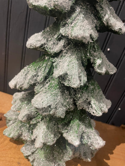 9”H Green Tree w/ Snow & Glitter