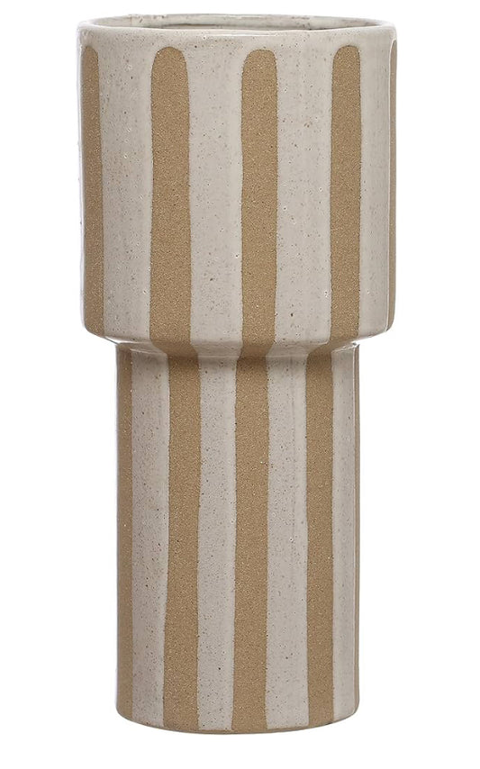 Round Stoneware Wax Relief Stripes