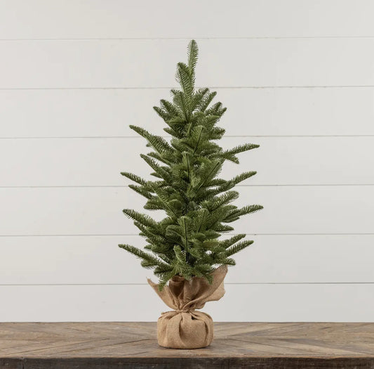 31” Pine Tree w/ Tied Burlap Base